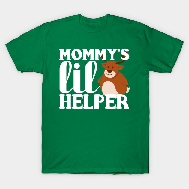 Mommy's Lil' Littler Helper Reindeer Christmas Design T-Shirt by PozureTees108